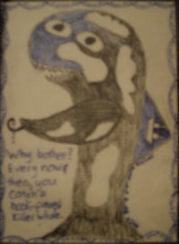 a drawing of a whale with a quote on it