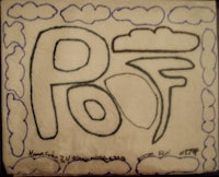 a drawing of the word pof on a piece of paper
