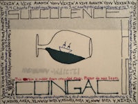 a drawing of a wine glass with words written on it