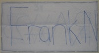 a piece of paper with the word frank written on it