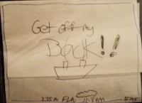 a napkin with a drawing of a boat