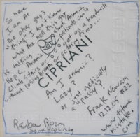 a napkin with a handwritten note on it