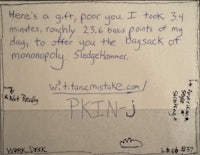 a handwritten note with the words, 'here's a gift for you'