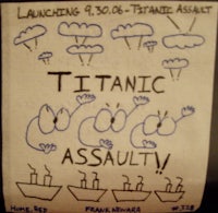 a napkin with the words titanic assault written on it
