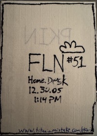 a piece of paper with the words fln 51 written on it
