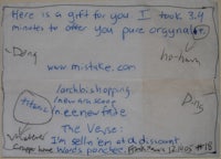 a piece of paper with a note written on it