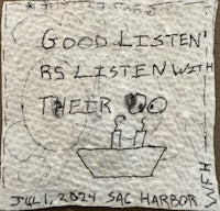 a piece of paper with the words good listen rs listen to their do