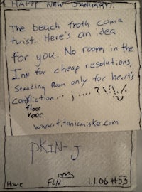 a note on a napkin that says happy new year