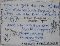 a handwritten note on a napkin